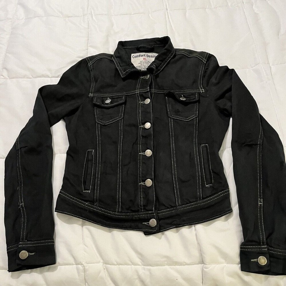 COMFORT DENIM  BLACK  JACKET YOUTH XL OR  LADIES  XS SMALL  FROM PAKISTAN